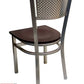 AAA Furniture Grid Back 32" Silver Metal Chair with Brown Wood Seat