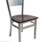 AAA Furniture Grid Back 32" Silver Metal Chair with Brown Wood Seat