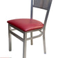 AAA Furniture Grid Back 32" Silver Metal Chair with Claret Customer Owned Material Seat