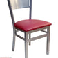 AAA Furniture Grid Back 32" Silver Metal Chair with Claret Customer Owned Material Seat