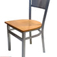 AAA Furniture Grid Back 32" Silver Metal Chair with Natural Wood Seat