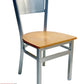 AAA Furniture Grid Back 32" Silver Metal Chair with Natural Wood Seat