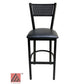 AAA Furniture Grid Back 42" Black Metal Bar Stool with Black Customer Owned Material Seat