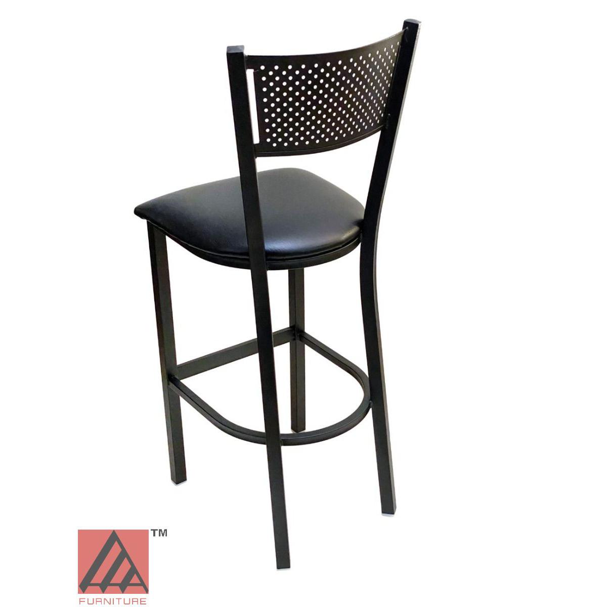 AAA Furniture Grid Back 42" Black Metal Bar Stool with Black Customer Owned Material Seat