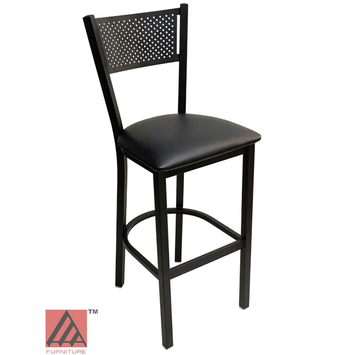 AAA Furniture Grid Back 42" Black Metal Bar Stool with Black Customer Owned Material Seat