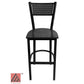 AAA Furniture Grid Back 42" Black Metal Bar Stool with Black Wood Seat