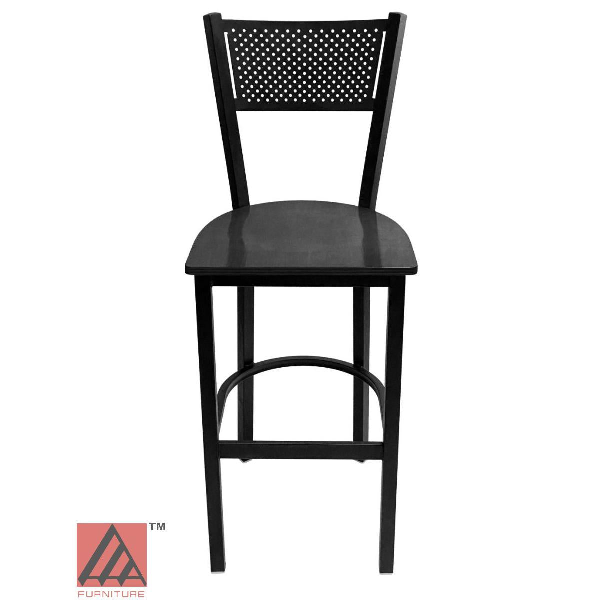 AAA Furniture Grid Back 42" Black Metal Bar Stool with Black Wood Seat