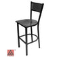 AAA Furniture Grid Back 42" Black Metal Bar Stool with Black Wood Seat