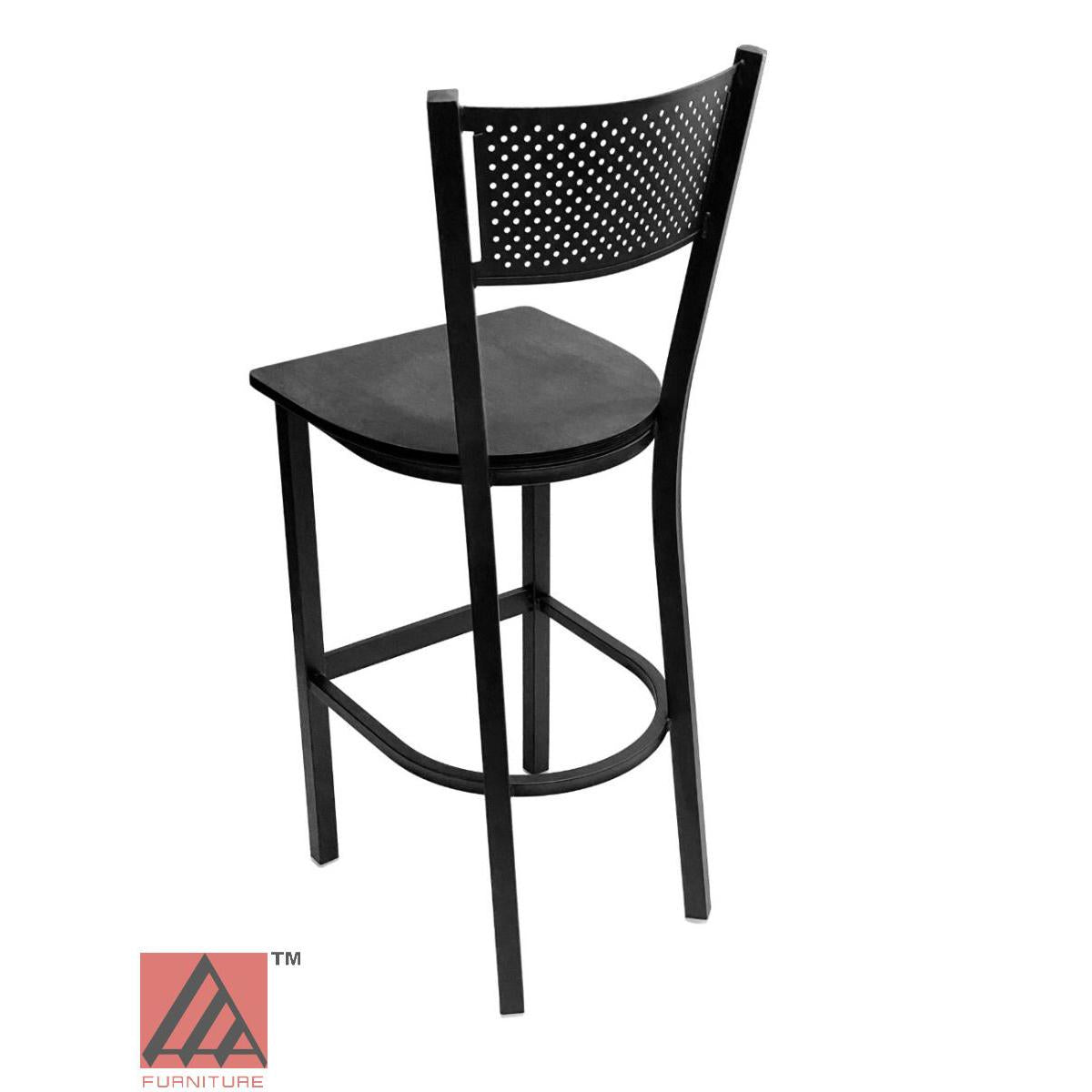 AAA Furniture Grid Back 42" Black Metal Bar Stool with Black Wood Seat