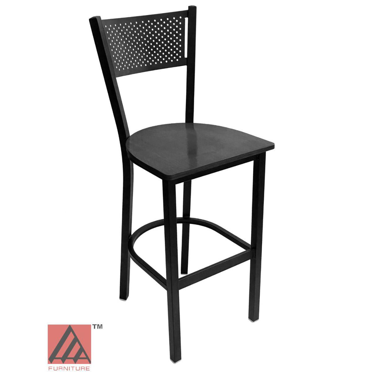 AAA Furniture Grid Back 42" Black Metal Bar Stool with Black Wood Seat