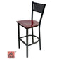 AAA Furniture Grid Back 42" Black Metal Bar Stool with Brown Wood Seat