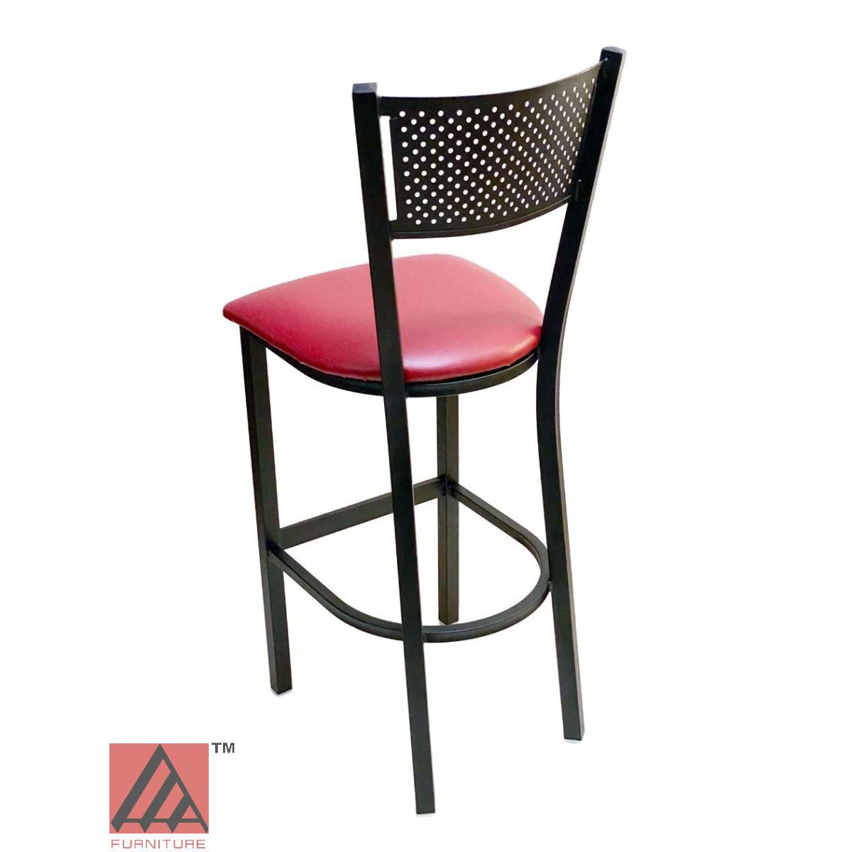 AAA Furniture Grid Back 42" Black Metal Bar Stool with Claret Customer Owned Material Seat