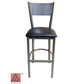 AAA Furniture Grid Back 42" Silver Metal Bar Stool with Black Customer Owned Material Seat