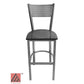 AAA Furniture Grid Back 42" Silver Metal Bar Stool with Black Wood Seat