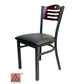 AAA Furniture Ladder Wood Back 33" Brown Metal Chair with Black Grade 4 Vinyl Seat
