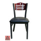 AAA Furniture Ladder Wood Back 33" Brown Metal Chair with Black Vinyl Seat