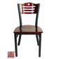 AAA Furniture Ladder Wood Back 33" Brown Metal Chair with Wood Seat
