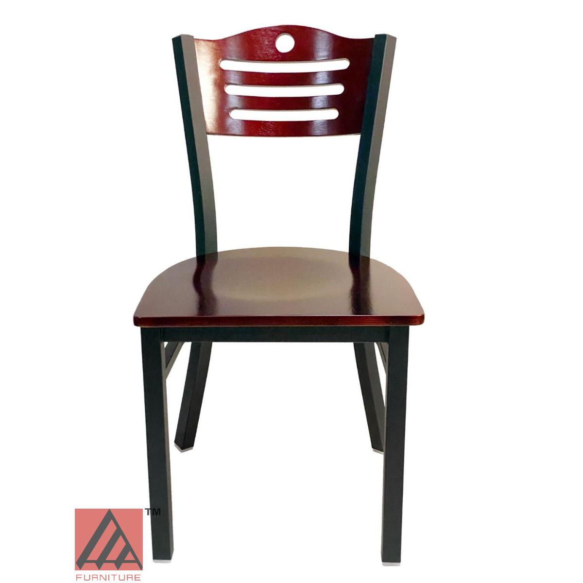 AAA Furniture Ladder Wood Back 33" Brown Metal Chair with Wood Seat