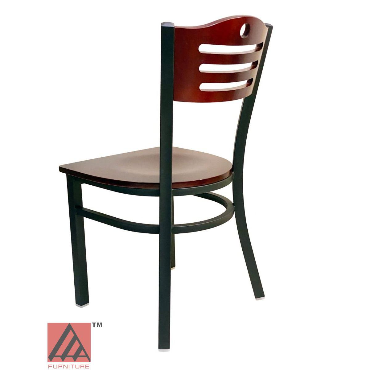 AAA Furniture Ladder Wood Back 33" Brown Metal Chair with Wood Seat
