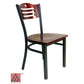 AAA Furniture Ladder Wood Back 33" Brown Metal Chair with Wood Seat