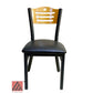 AAA Furniture Ladder Wood Back 33" Natural Metal Chair with Black Grade 5 Vinyl Seat