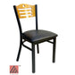 AAA Furniture Ladder Wood Back 33" Natural Metal Chair with Black Grade 5 Vinyl Seat