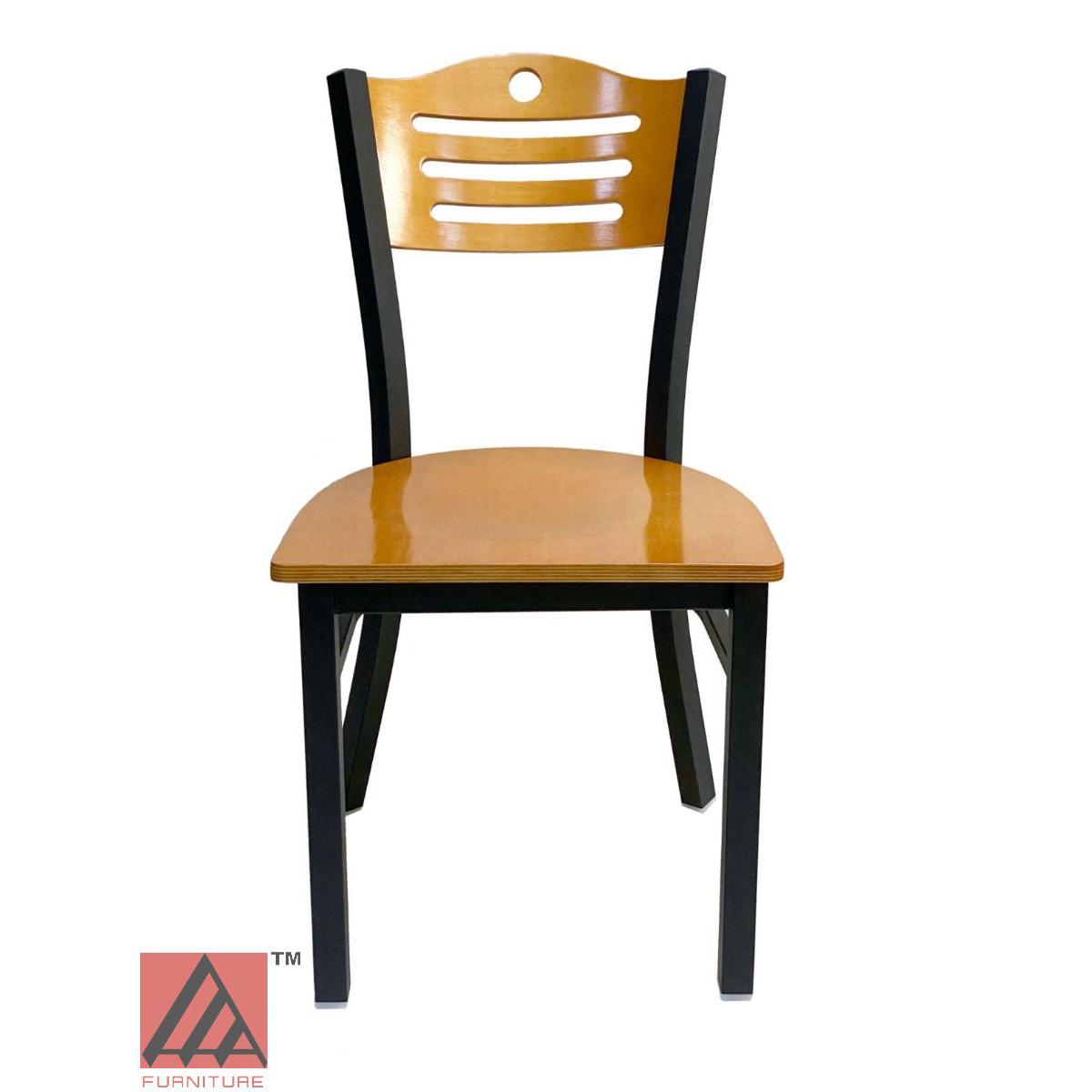 AAA Furniture Ladder Wood Back 33" Natural Metal Chair with Wood Seat