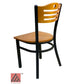 AAA Furniture Ladder Wood Back 33" Natural Metal Chair with Wood Seat