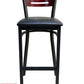 AAA Furniture Ladder Wood Back 43" Brown Metal Bar Stool with Black Grade 4 Vinyl Seat