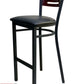 AAA Furniture Ladder Wood Back 43" Brown Metal Bar Stool with Black Grade 4 Vinyl Seat