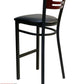 AAA Furniture Ladder Wood Back 43" Brown Metal Bar Stool with Black Grade 4 Vinyl Seat