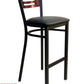 AAA Furniture Ladder Wood Back 43" Brown Metal Bar Stool with Black Grade 4 Vinyl Seat