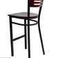 AAA Furniture Ladder Wood Back 43" Brown Metal Bar Stool with Wood Seat