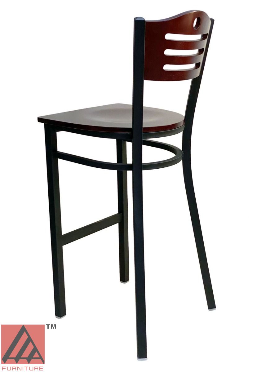 AAA Furniture Ladder Wood Back 43" Brown Metal Bar Stool with Wood Seat