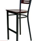 AAA Furniture Ladder Wood Back 43" Brown Metal Bar Stool with Wood Seat