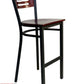 AAA Furniture Ladder Wood Back 43" Brown Metal Bar Stool with Wood Seat