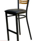 AAA Furniture Ladder Wood Back 43" Natural Metal Bar Stool with Black Grade 4 Vinyl Seat