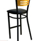 AAA Furniture Ladder Wood Back 43" Natural Metal Bar Stool with Black Grade 4 Vinyl Seat