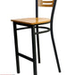 AAA Furniture Ladder Wood Back 43" Natural Metal Bar Stool with Wood Seat