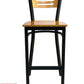 AAA Furniture Ladder Wood Back 43" Natural Metal Bar Stool with Wood Seat