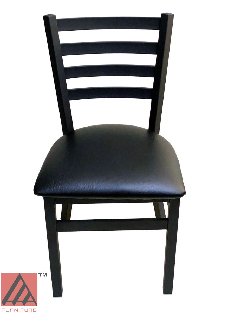 AAA Furniture Metal Ladder Back 31" Black Metal Chair with Black Customer Owned Material Seat