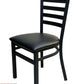 AAA Furniture Metal Ladder Back 31" Black Metal Chair with Black Customer Owned Material Seat