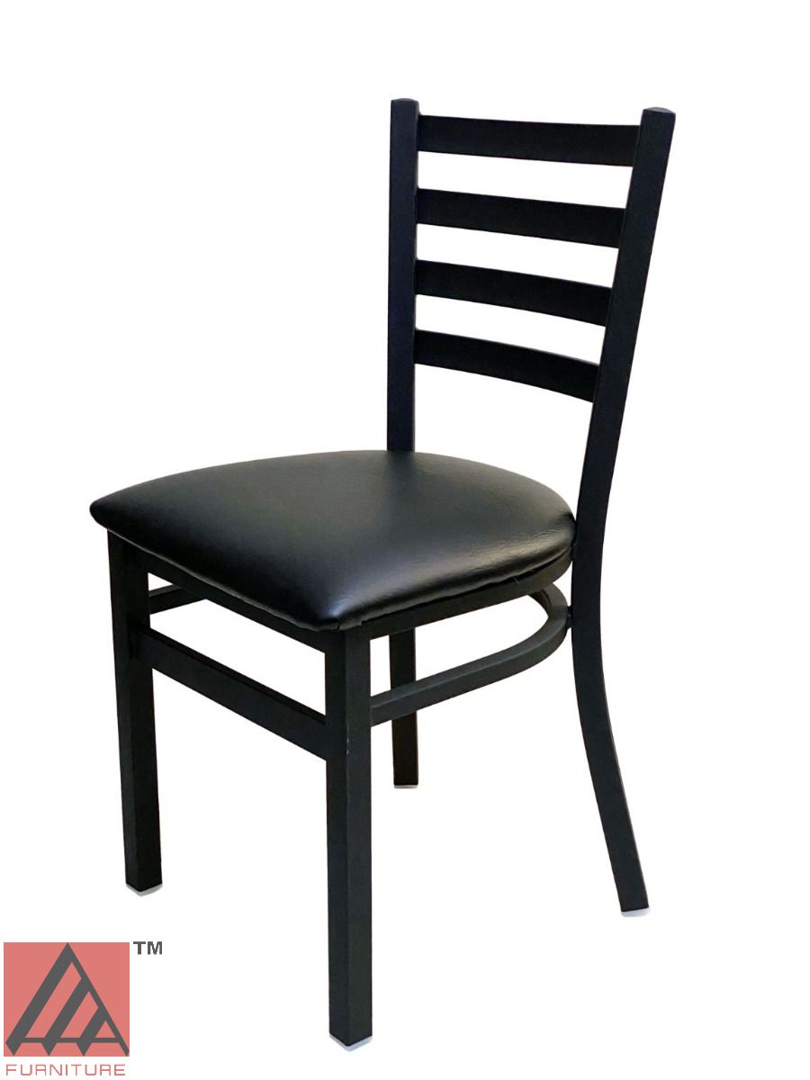 AAA Furniture Metal Ladder Back 31" Black Metal Chair with Black Customer Owned Material Seat