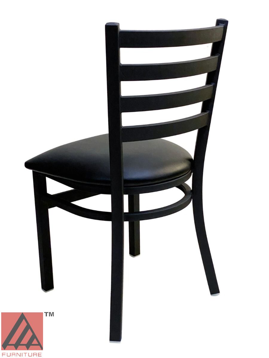 AAA Furniture Metal Ladder Back 31" Black Metal Chair with Black Customer Owned Material Seat