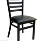 AAA Furniture Metal Ladder Back 31" Black Metal Chair with Black Customer Owned Material Seat