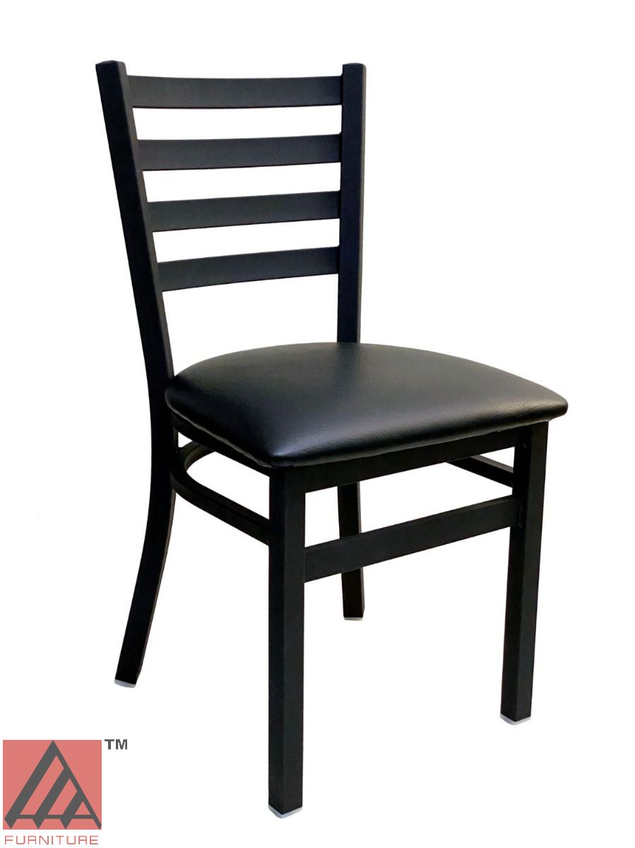 AAA Furniture Metal Ladder Back 31" Black Metal Chair with Black Customer Owned Material Seat