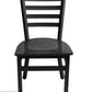 AAA Furniture Metal Ladder Back 31" Black Metal Chair with Black Wood Seat