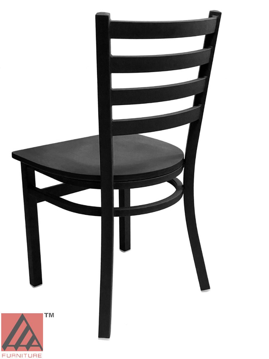 AAA Furniture Metal Ladder Back 31" Black Metal Chair with Black Wood Seat