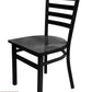 AAA Furniture Metal Ladder Back 31" Black Metal Chair with Black Wood Seat