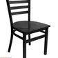 AAA Furniture Metal Ladder Back 31" Black Metal Chair with Black Wood Seat